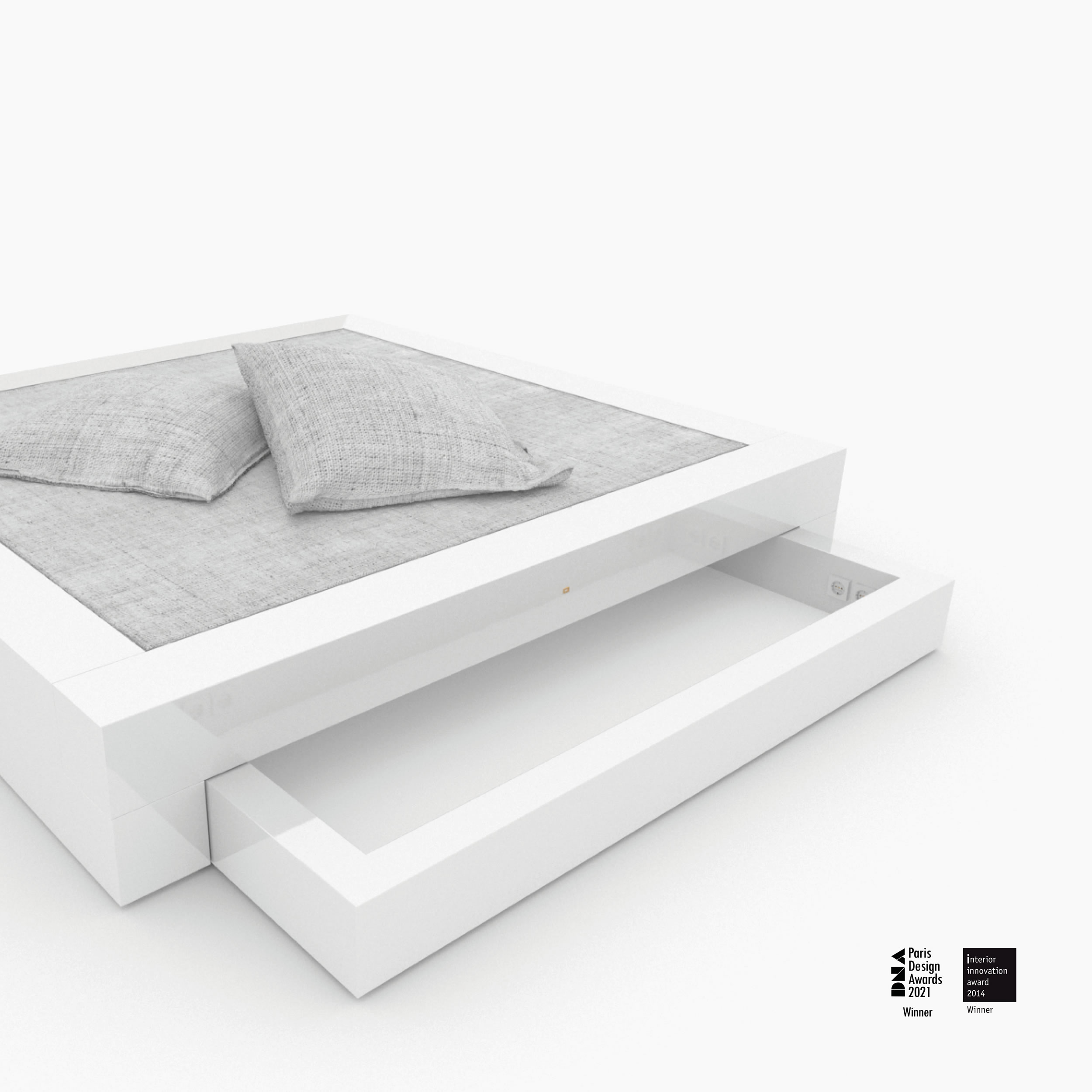 Bett quadratisch weiss sculpture Schlafzimmer Vogue Living Betten FS 2 FELIX SCHWAKE