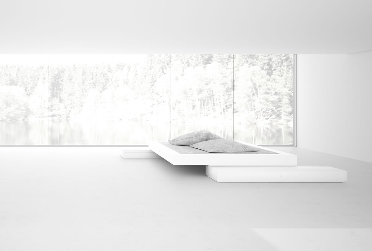 DESIGN BETT VI modern weiss Design BettLuxus puristisches Interior Design RECHTECK