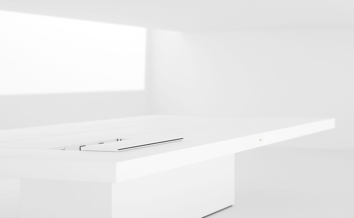DESIGN KONFERENZTISCH II V mass geschneiderter Weisse KonferenztischanlageLuxus puristisches Interior Design RECHTECK