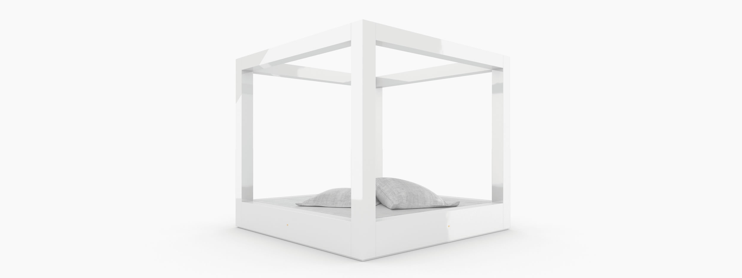 Himmelbett freistehend weiss bed room Schlafzimmer minimalist design Himmelbett FS 15 FELIX SCHWAKE RECHTECK