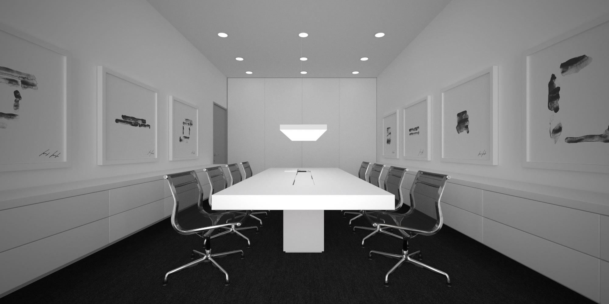 Puristischer Design Konferenzraum Besprechungstisch Designer Tisch edl minimalistisch weiss RECHTECK