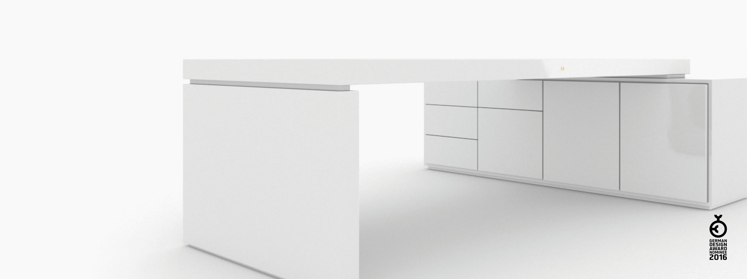 Schreibtisch scheiben und quader weiss all white Chefzimmer art furniture Schreibtische FS 94 FELIX SCHWAKE RECHTECK