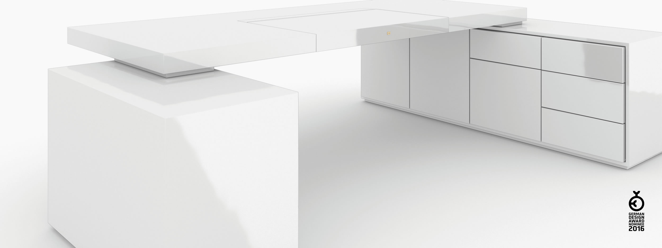 Schreibtisch scheiben und quader weiss bed room Chefzimmer minimalist design Schreibtische FS 95 FELIX SCHWAKE RECHTECK