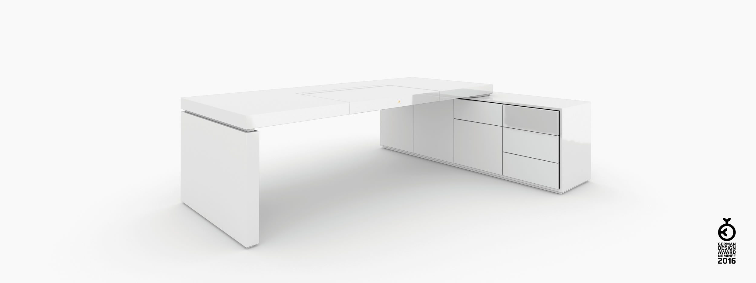Schreibtisch scheiben und quader weiss interiorstyle Chefzimmer object design Schreibtische FS 93 FELIX SCHWAKE RECHTECK