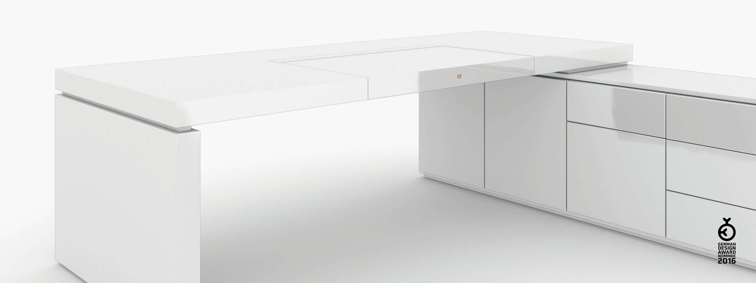 Schreibtisch scheiben und quader weiss white room Chefzimmer sculptural furniture Schreibtische FS 94 FELIX SCHWAKE RECHTECK