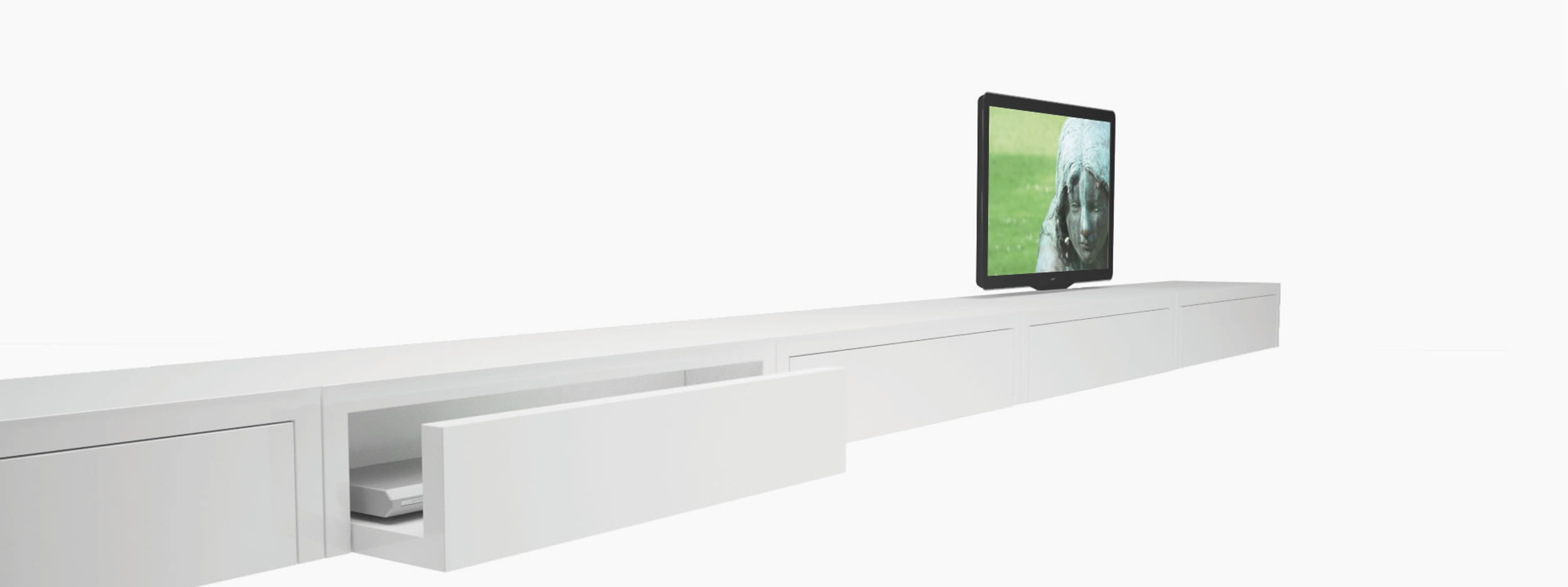 Sideboard quader weiss white room Buero sculptural furniture Sideboards FS 50 FELIX SCHWAKE RECHTECK