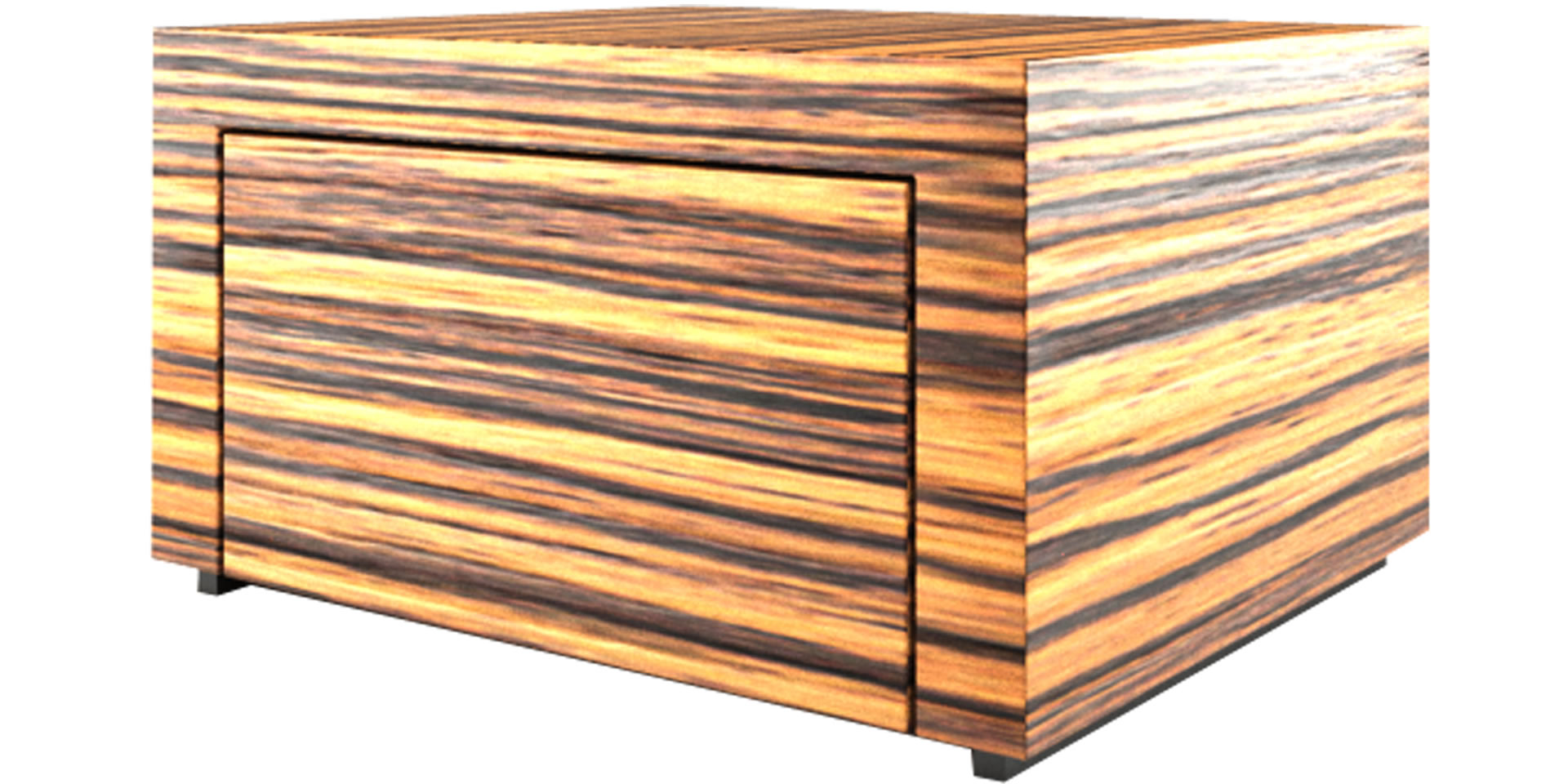 Nachttisch Zebrano-Holz-Furnier futuristisch